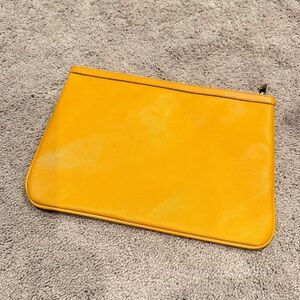 Banana Republic Genuine Saffiano Leather Mustard Yellow Large Clutch NWOT